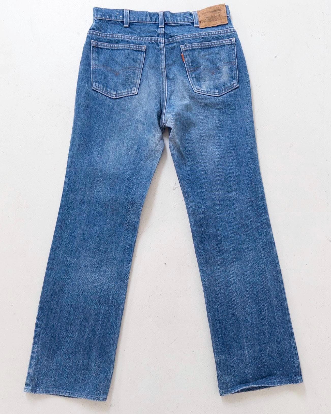 Levis 630 Cigarette Jeans W30 L33 Orange Tab 80s Vintage Made in Belgium Faded Blue Orange Tab Denim 1984