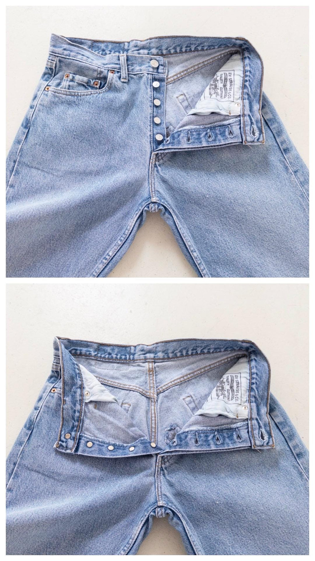 Levis 510 Jeans W29 W30 80s Vintage Light Blue Wash Button Fly Denim Made in UK