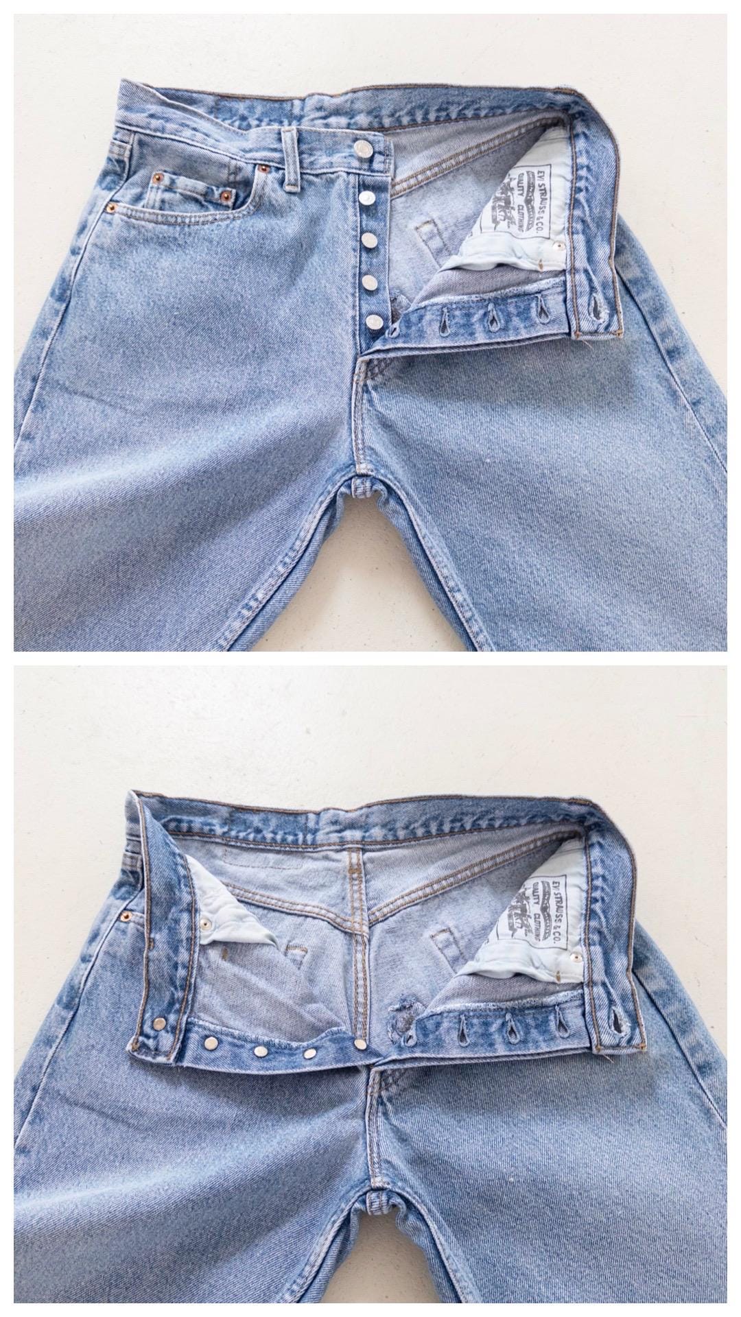 Levis 510 Jeans W29 W30 80s Vintage Light Blue Wash Button Fly Denim Made in UK
