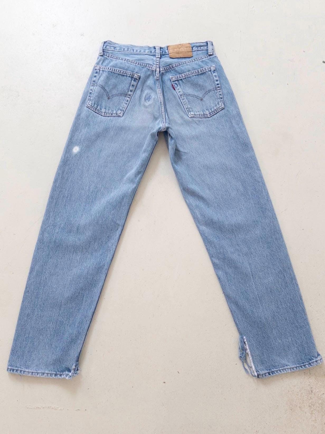 Levis 510 Jeans W29 W30 80s Vintage Light Blue Wash Button Fly Denim Made in UK