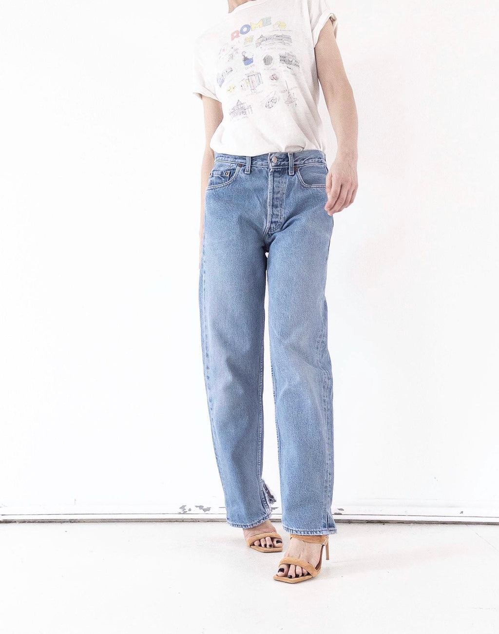 Levis 510 Jeans W29 W30 80s Vintage Light Blue Wash Button Fly Denim Made in UK