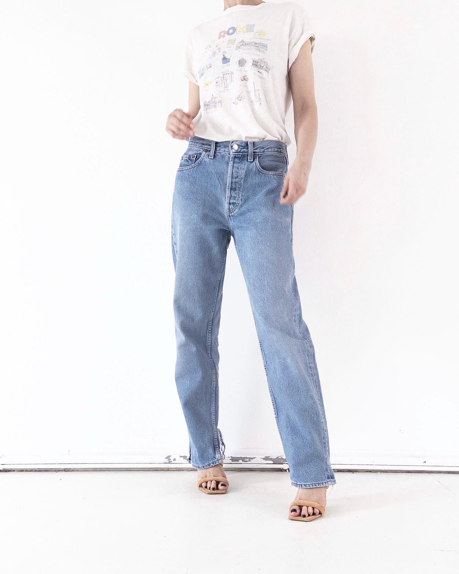Levis 510 Jeans W29 W30 80s Vintage Light Blue Wash Button Fly Denim Made in UK