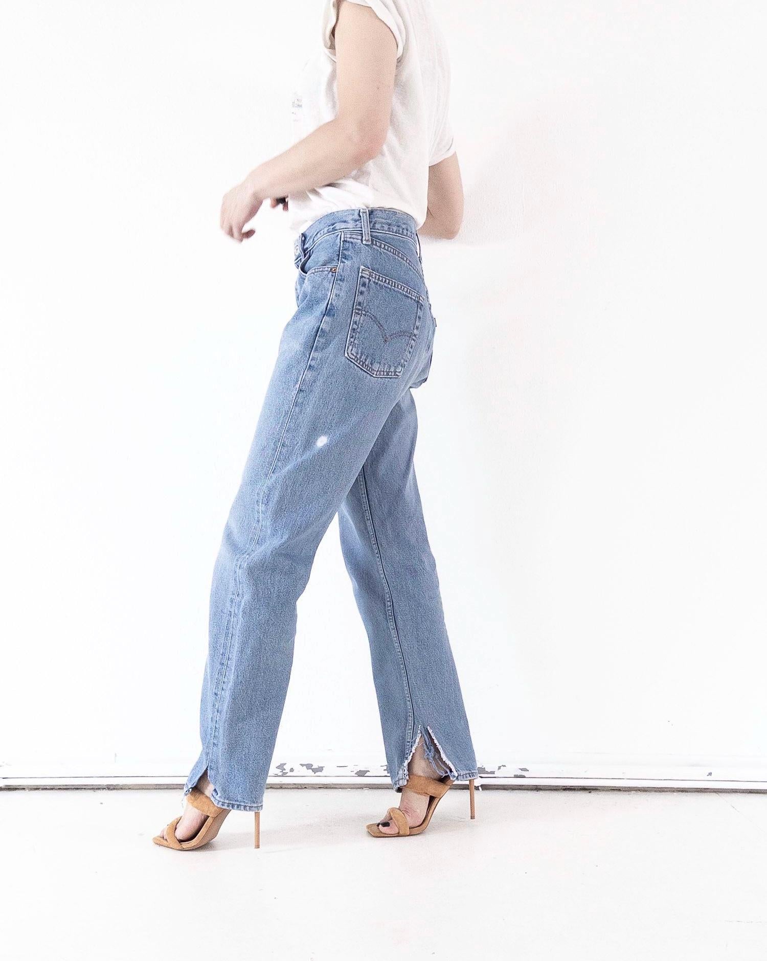 Levis 510 Jeans W29 W30 80s Vintage Light Blue Wash Button Fly Denim Made in UK