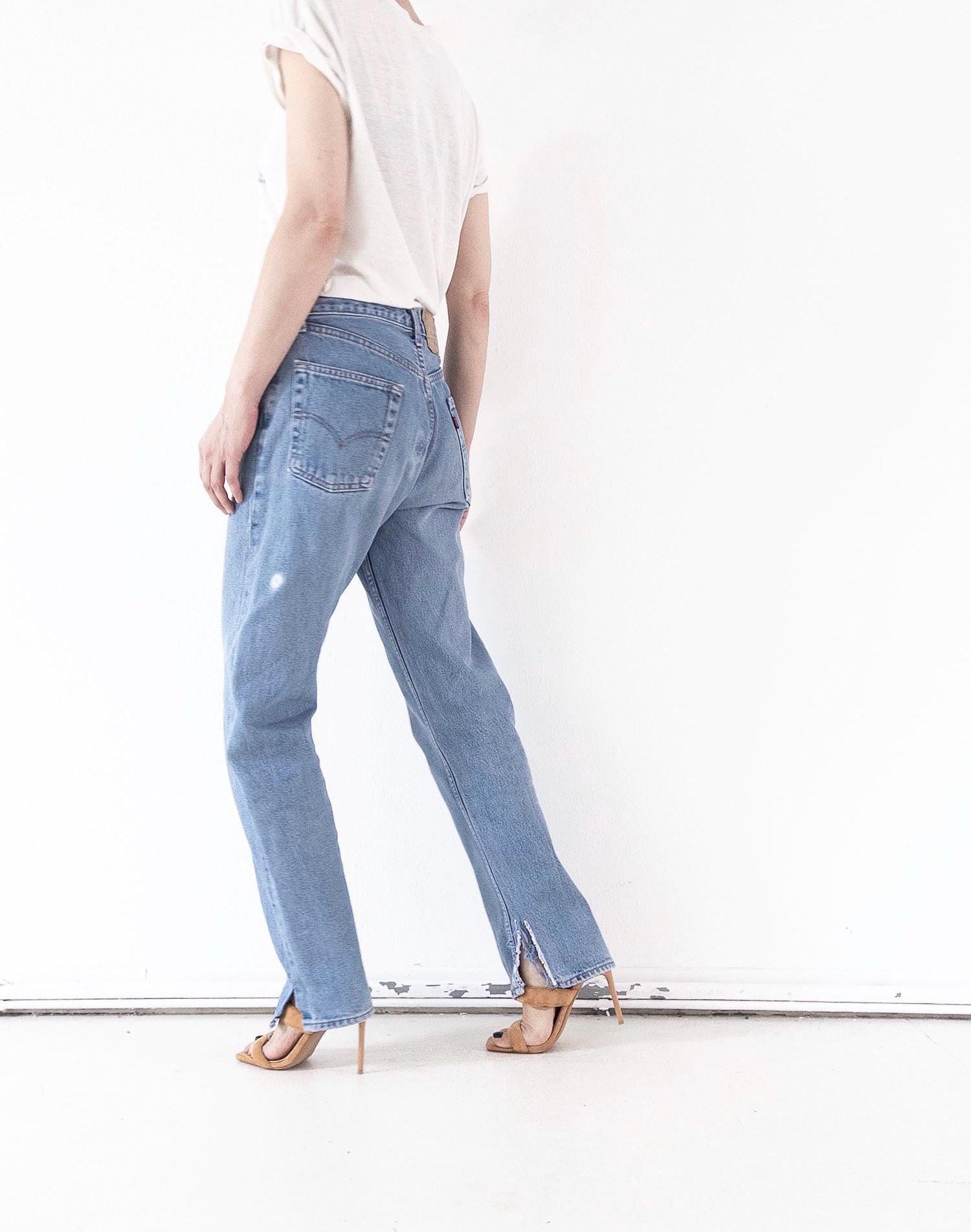 Levis 510 Jeans W29 W30 80s Vintage Light Blue Wash Button Fly Denim Made in UK