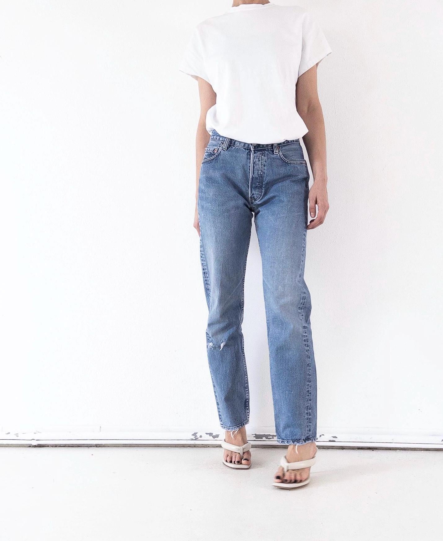 Levis 517 Jeans W26 90s Vintage Mid Blue Button Fly Distressed Denim 1994