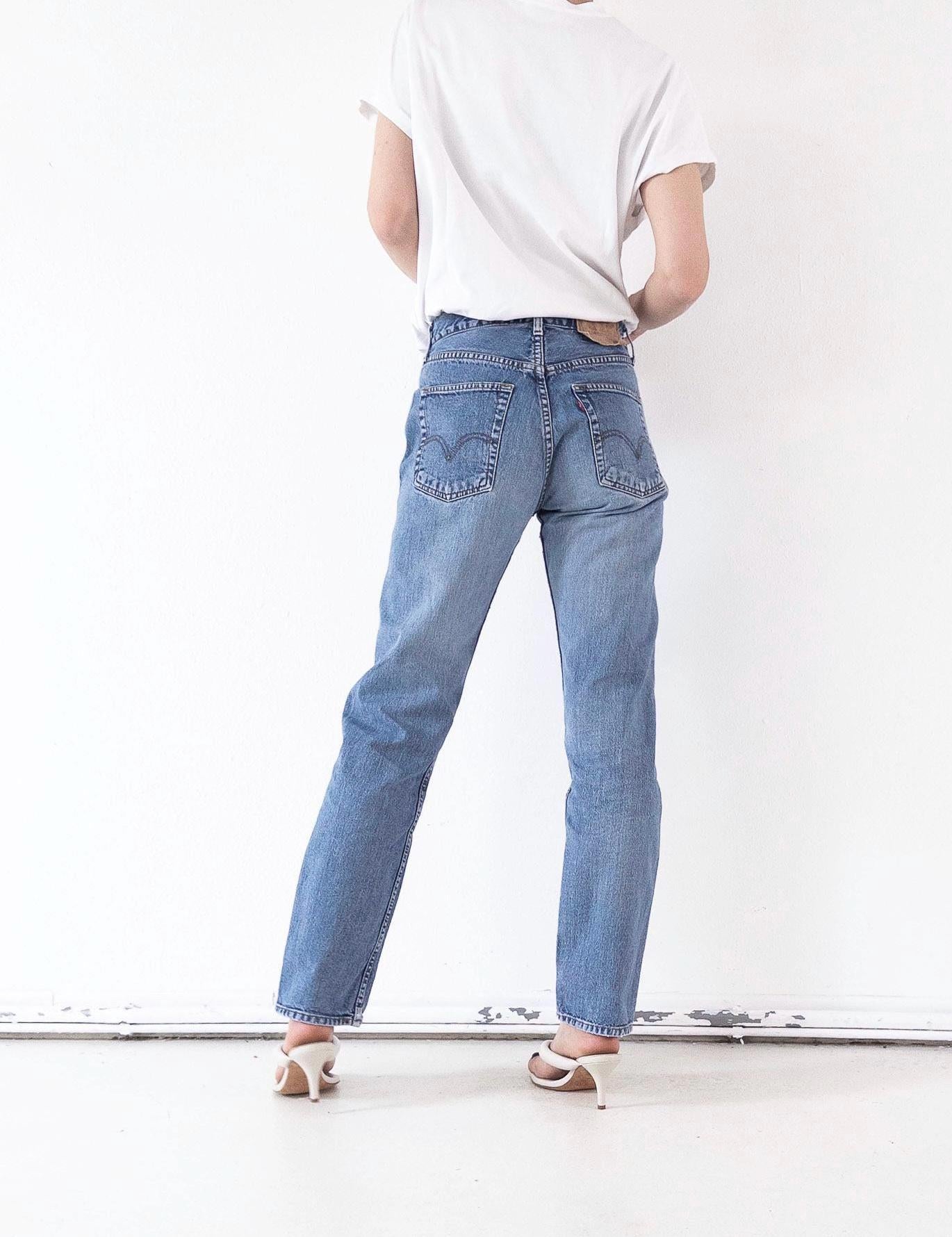 Levis 517 Jeans W26 90s Vintage Mid Blue Button Fly Distressed Denim 1994
