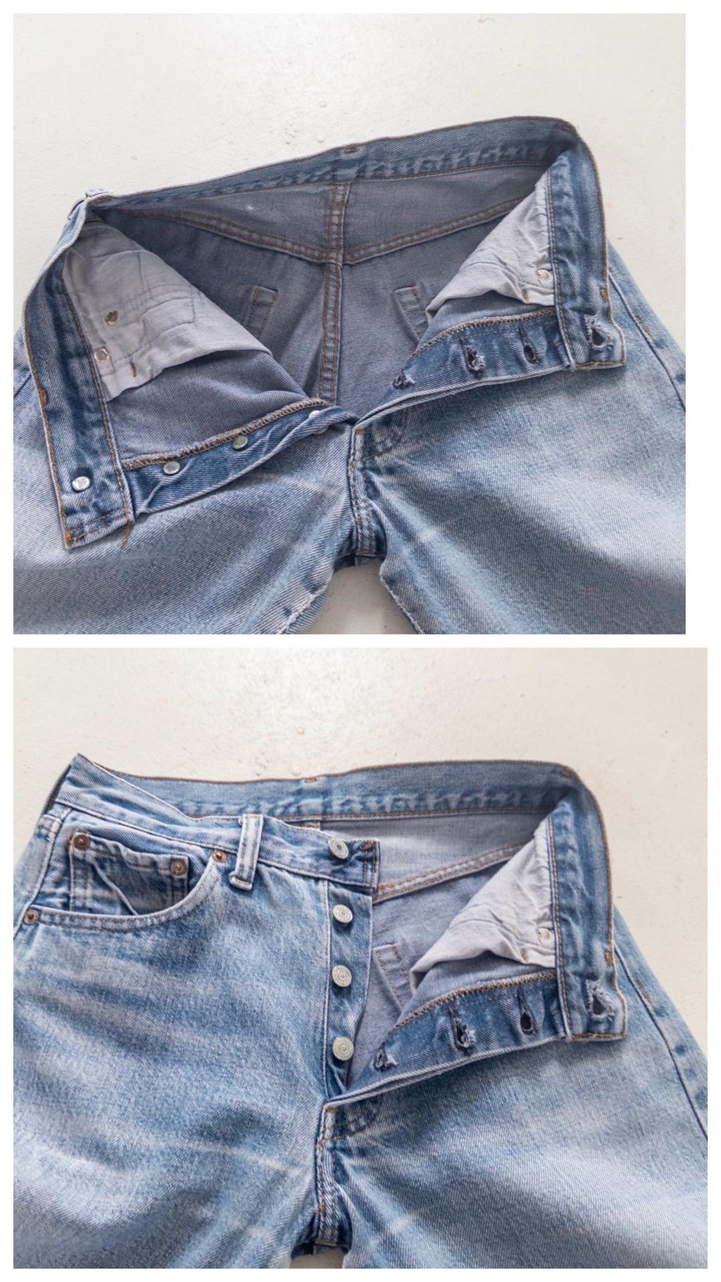 Levis 501 Selvedge Redline Jeans W26 L31 80s Vintage Made in USA Button 555 Faded Mid Blue Denim 1981