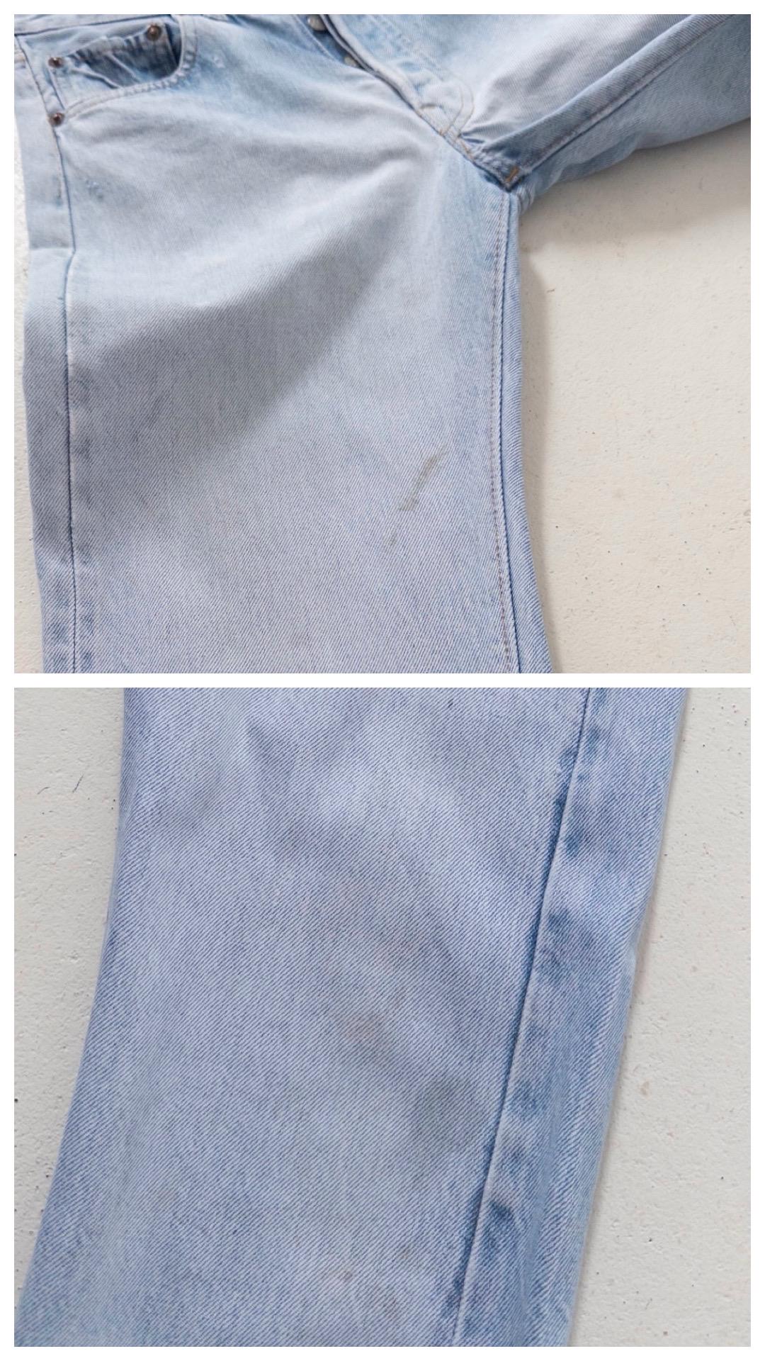 Levis 501 Selvedge Redline Jeans W26 L29 70s Vintage Made in USA Button 6 Light Blue Sun Faded Denim