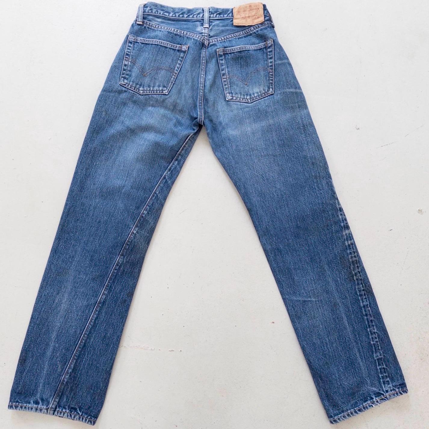 Levis 501 Selvedge Redline Jeans W27 L31 60s Vintage Made in USA Button 8 Single Stitch Faded Dark Blue Denim Big E Collectible
