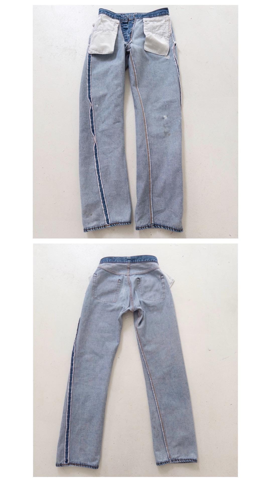 Levis 501 Selvedge Redline Jeans W25 L30 80s Vintage Made in USA Distressed Mid Blue Denim 1982