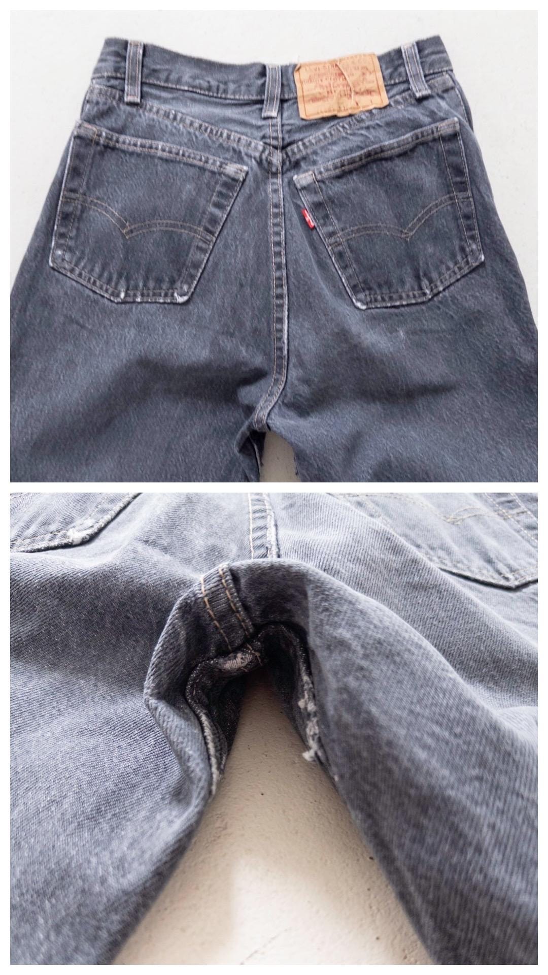 Levis 26501 Jeans W26 L32 80s Vintage Made in USA Gray Faded High Waist Denim 1985