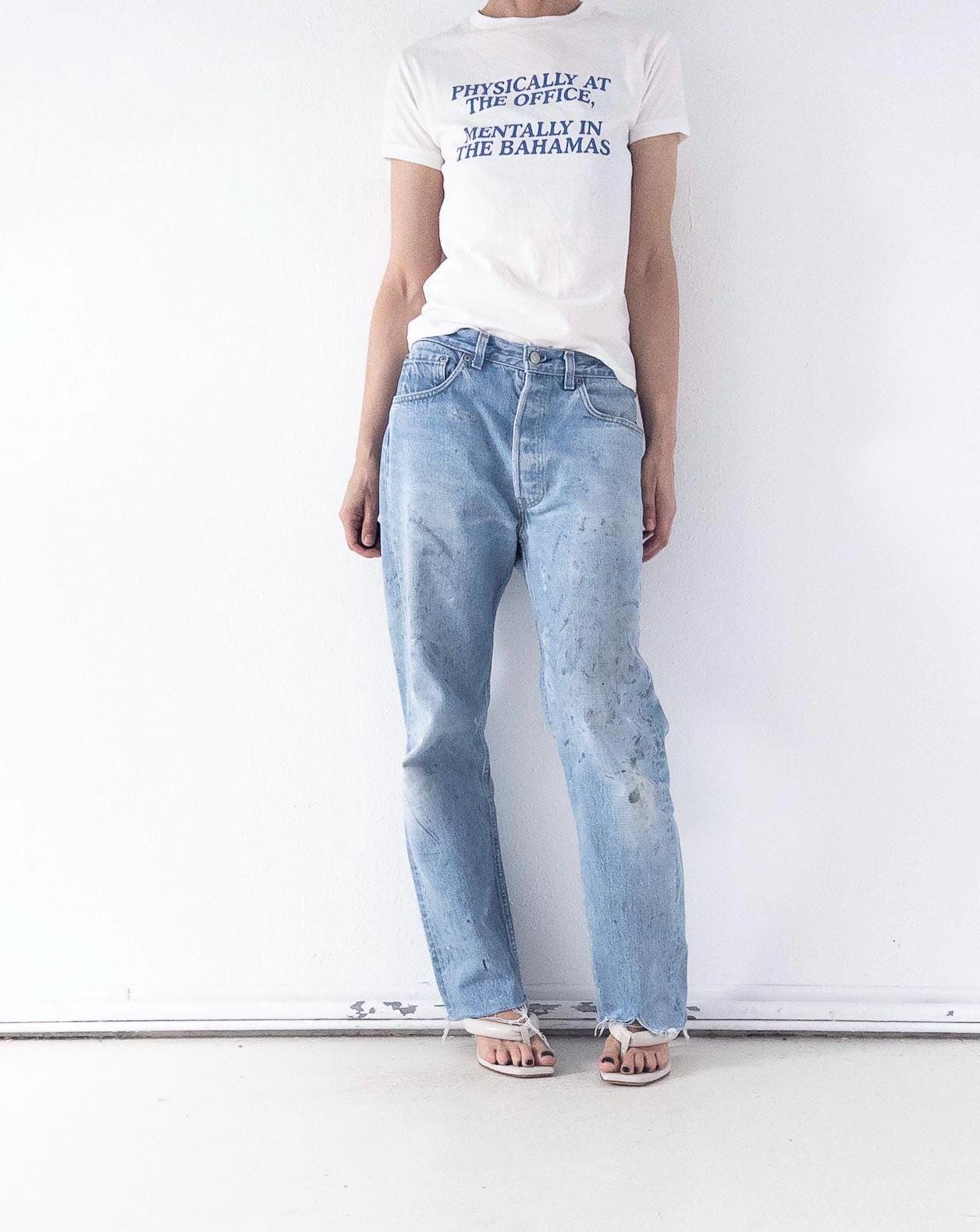 Levis 501 Jeans W31 W32 L32 80s Vintage Made in USA Paint Splattered Light Wash Denim 1986