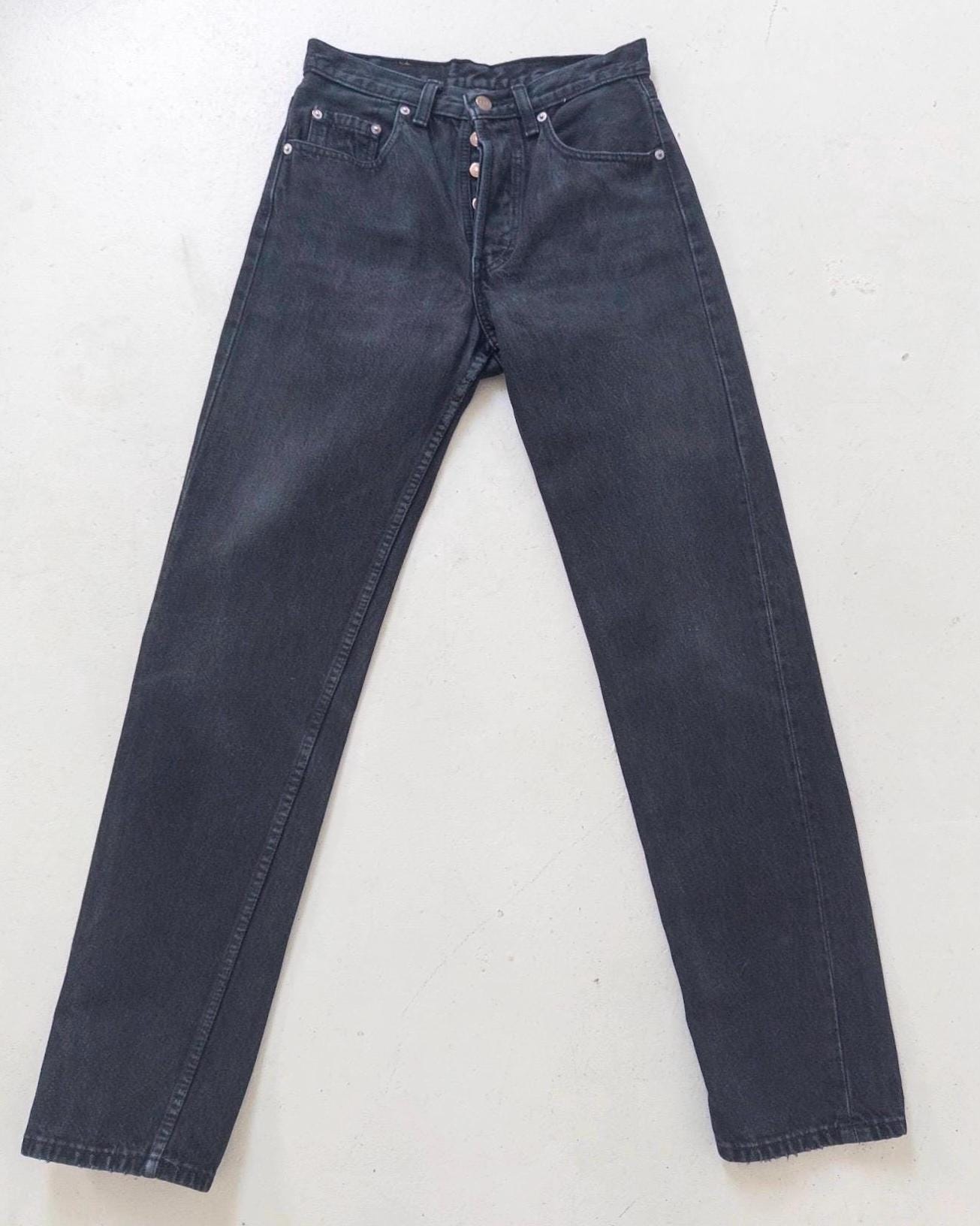 Levis 501 Jeans W27 L33 90s Vintage Black Faded Denim 1996
