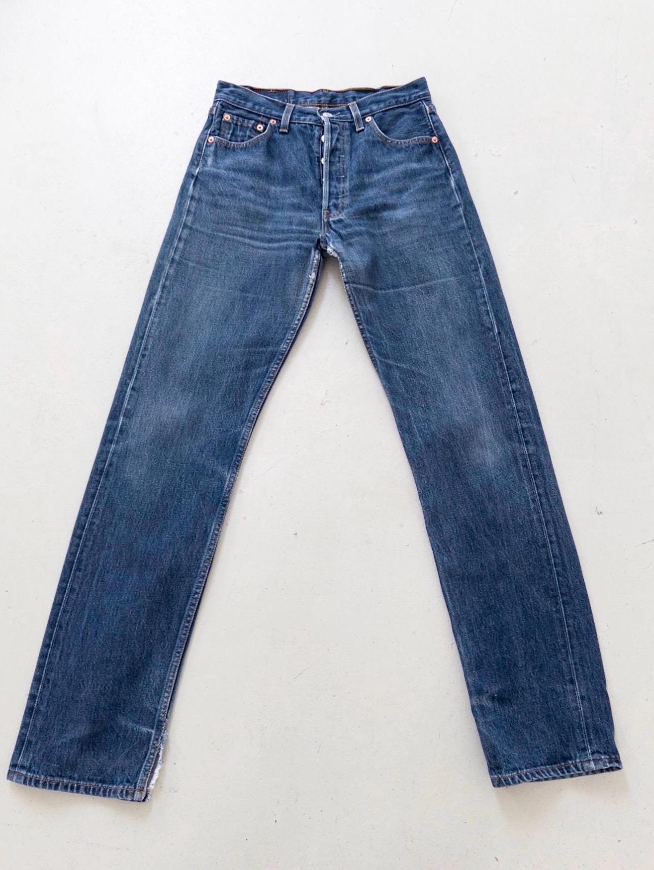 Levis 501 Jeans W28 Dark Blue Faded 90s Vintage Denim Made in Poland