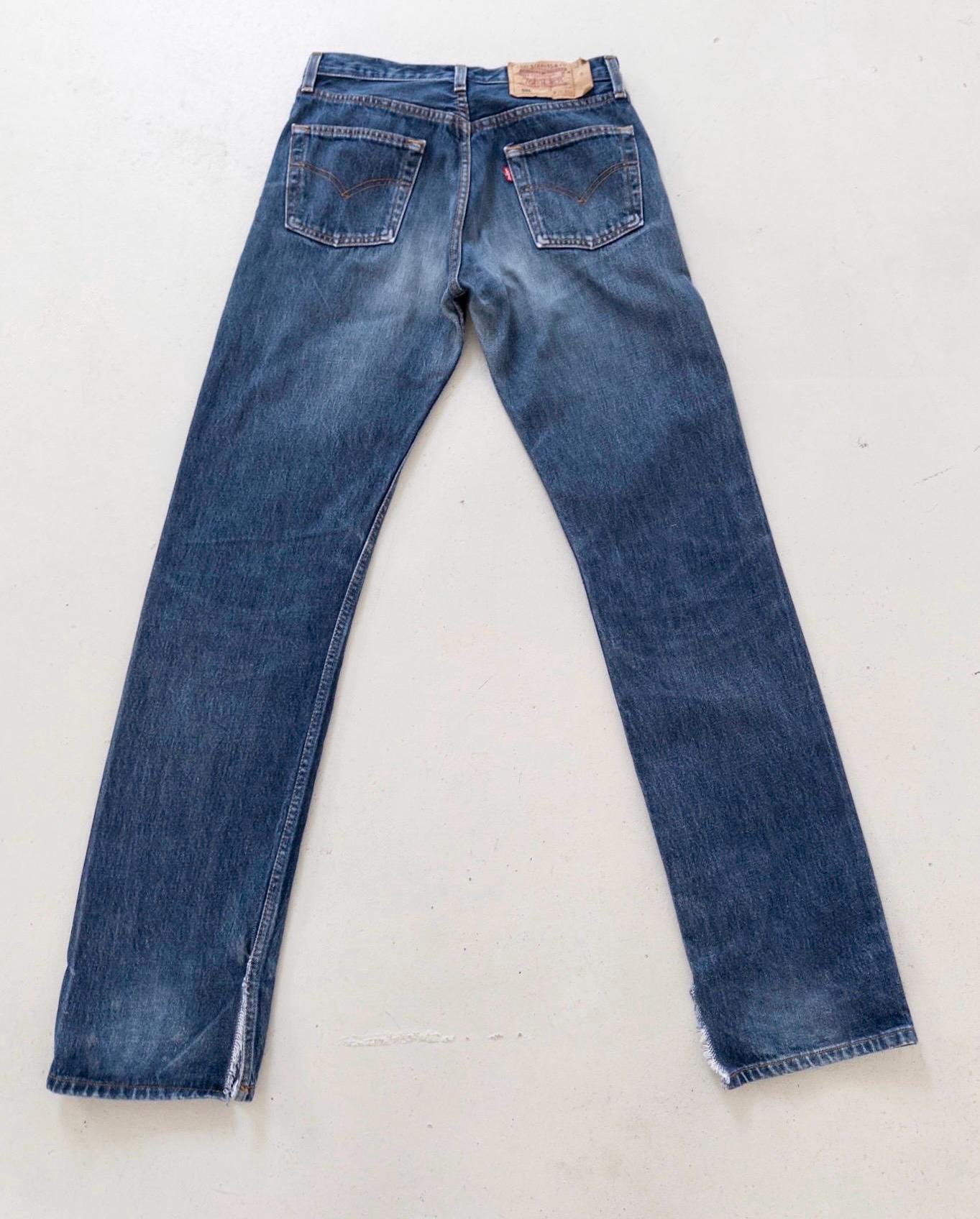 Levis 501 Jeans W28 Dark Blue Faded 90s Vintage Denim Made in Poland