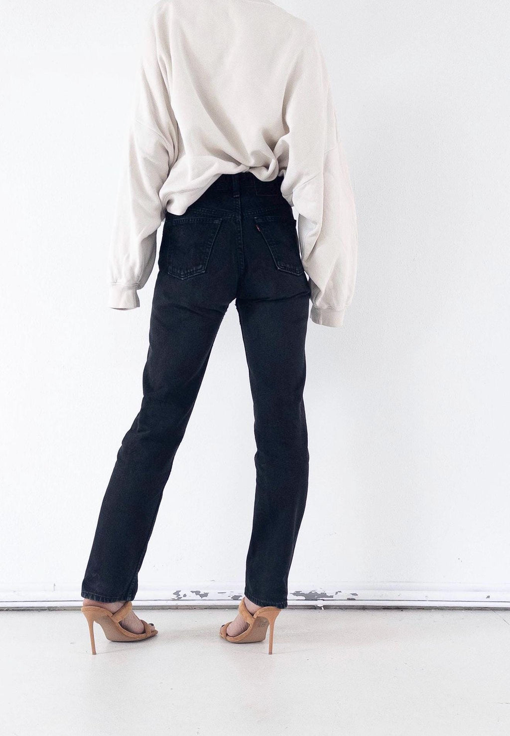 Levis 501 Jeans W27 L33 90s Vintage Black Faded Denim 1996