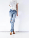 Vintage Levis 501 W26 W27 70s Denim Made in USA Button 8 Distressed Faded Light Wash Jeans