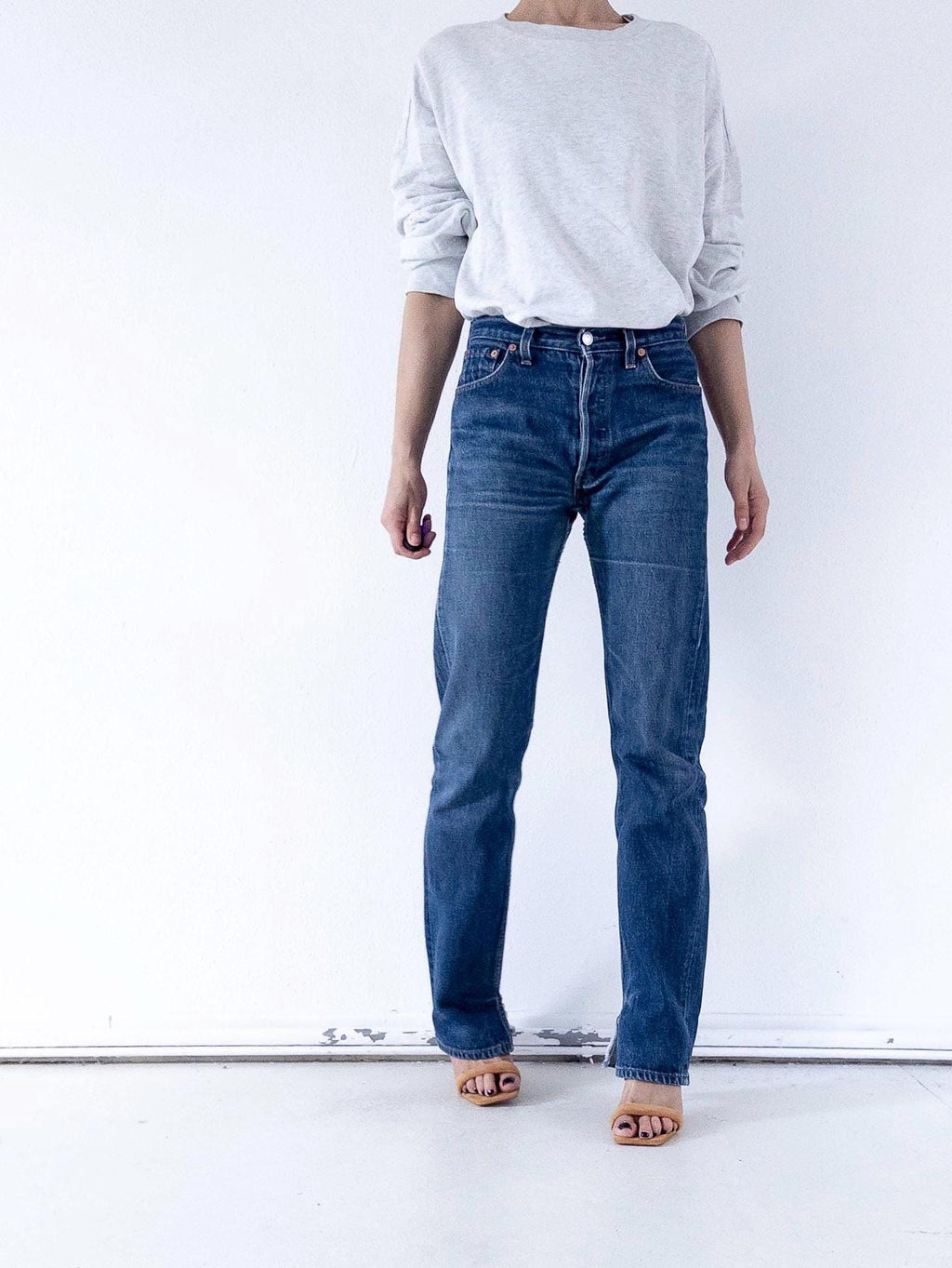 Levis 501 Jeans W28 Dark Blue Faded 90s Vintage Denim Made in Poland