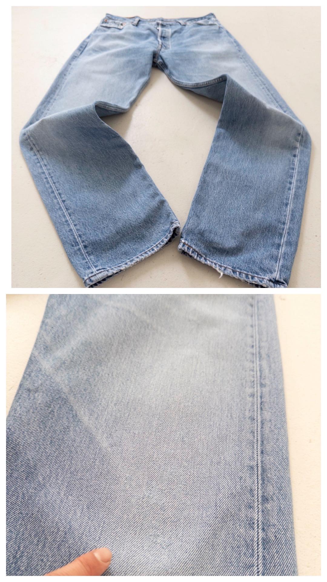 Levis 501 Jeans W34 L34 Light Blue Faded Boyfriend Worn‑In 90s Vintage Button Fly Denim