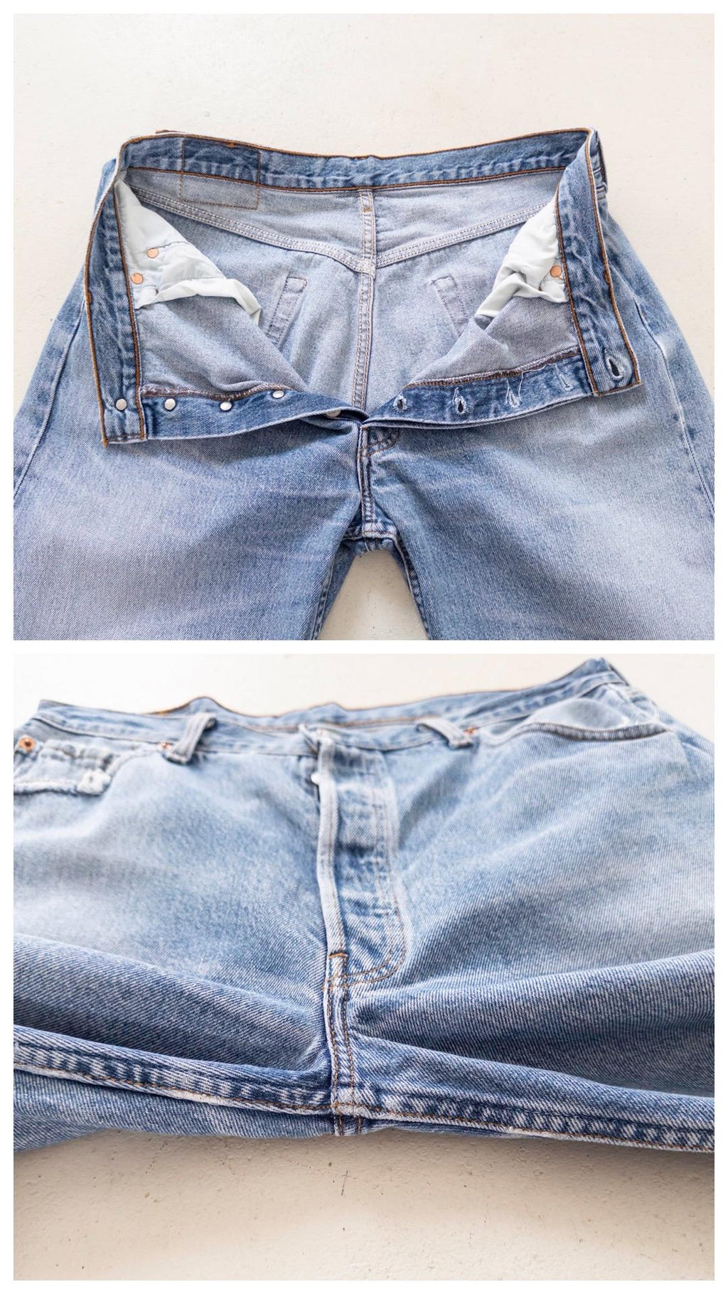 Levis 501 Jeans W34 L34 Light Blue Faded Boyfriend Worn‑In 90s Vintage Button Fly Denim