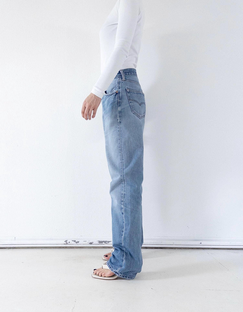 Levis 501 Jeans W34 L34 Light Blue Faded Boyfriend Worn‑In 90s Vintage Button Fly Denim