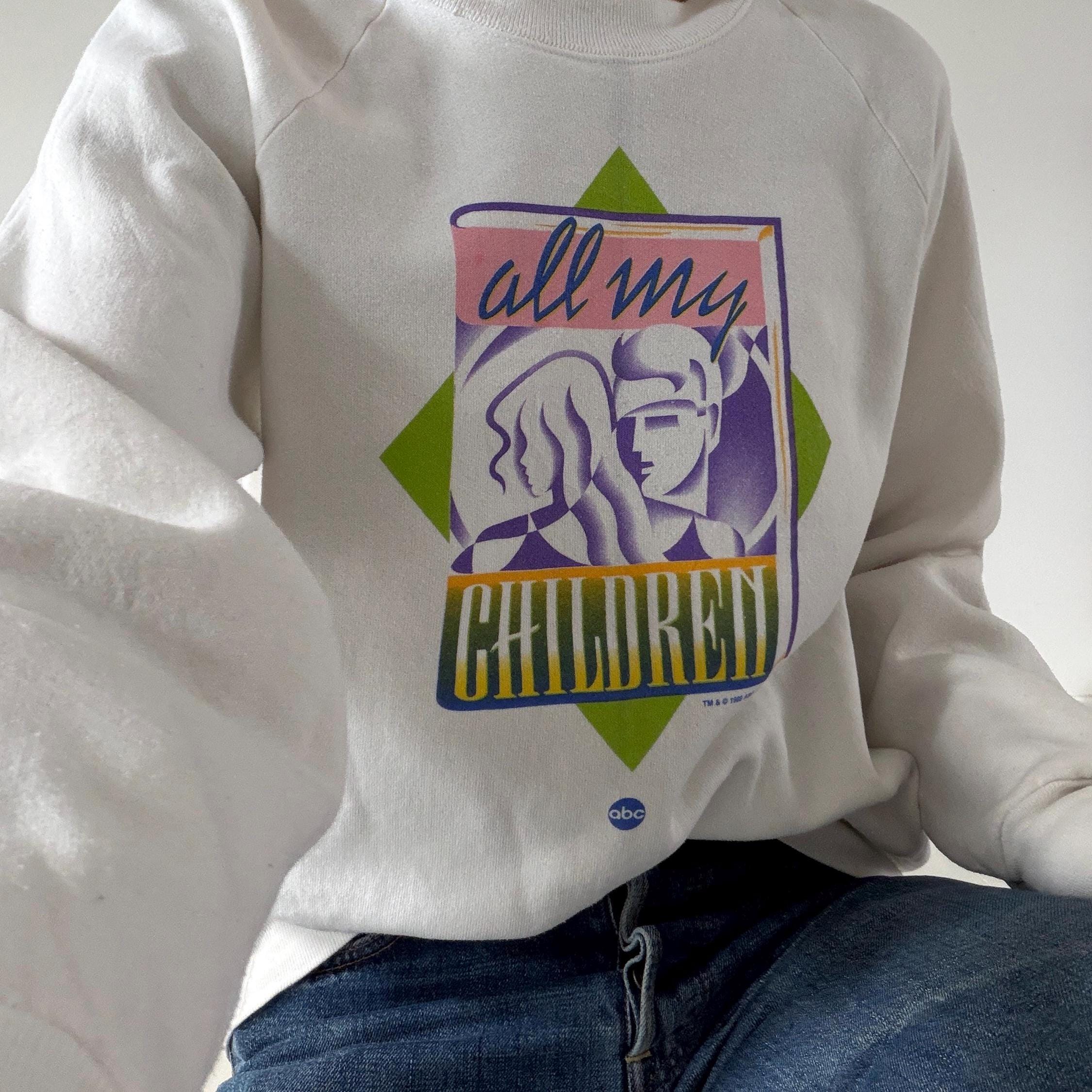Fruit of the Loom Raglan Sweatshirt All my Children 80s Vintage M Made in USA Weißer Graphic Crewneck Sweater