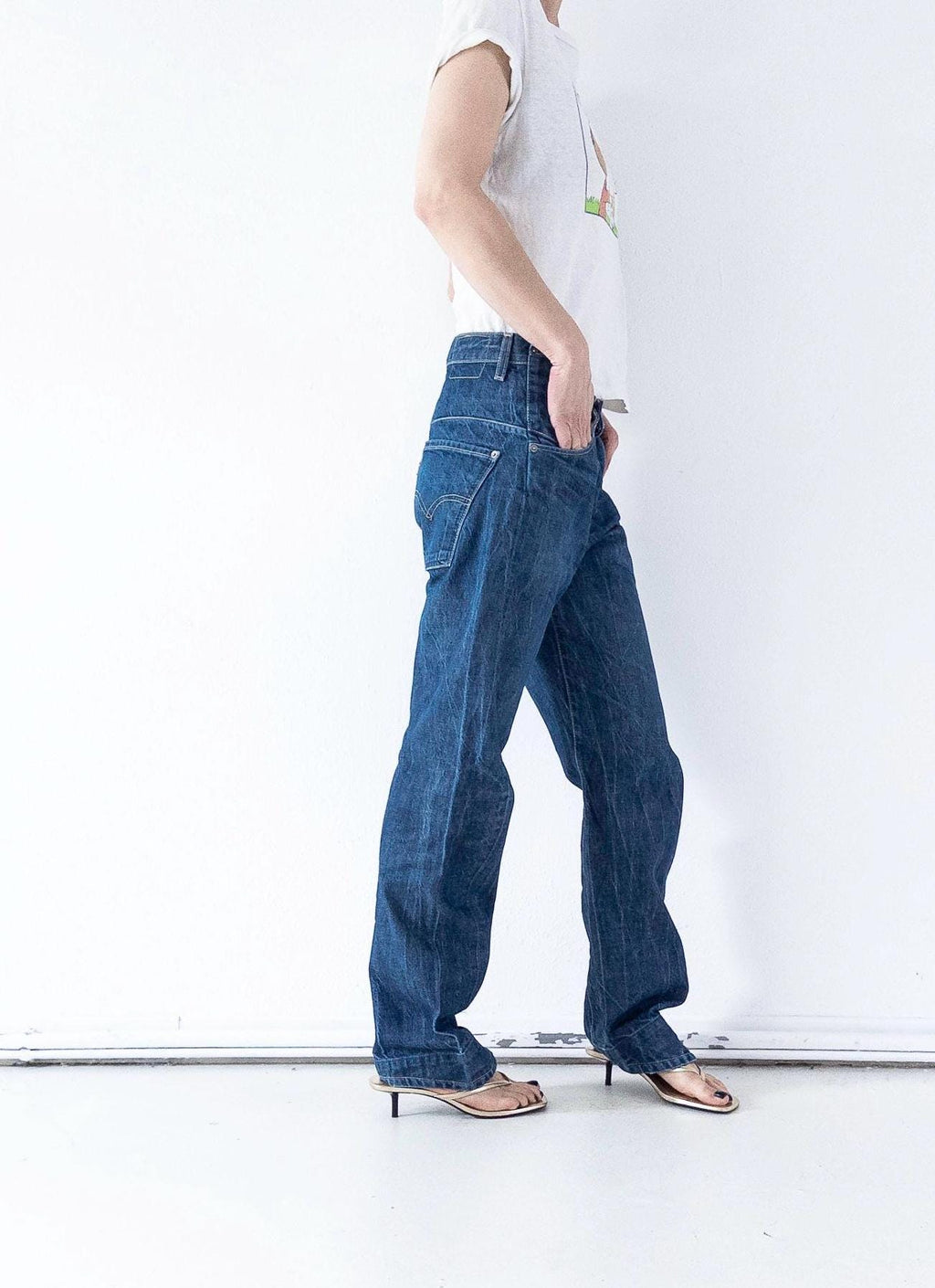Levis Engineered Jeans W31 W34 Y2K Vintage Dark Blue Wash Button Fly Denim Made in Poland 2000