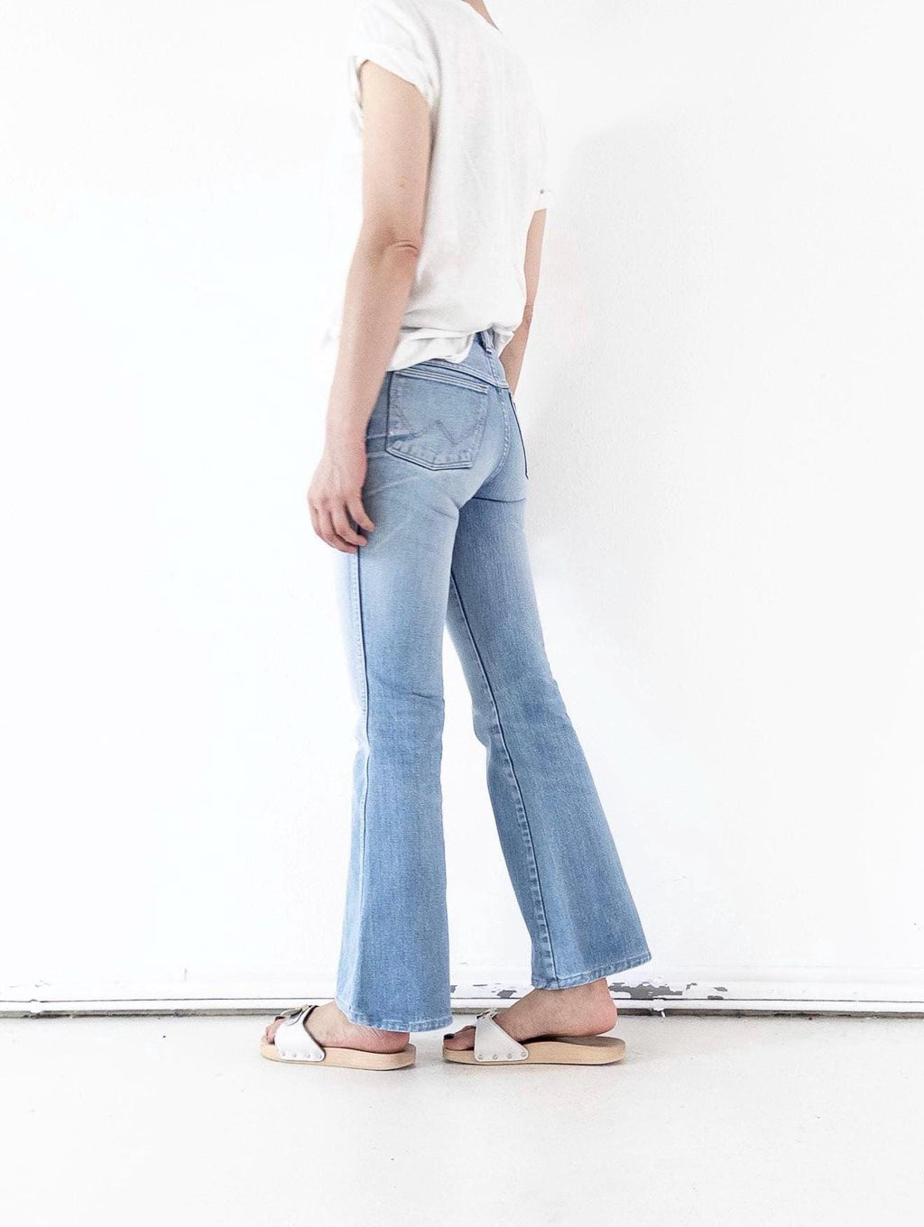 70s Vintage Wrangler Schlaghose W24 L31 Made in USA Faded Light Blue Denim