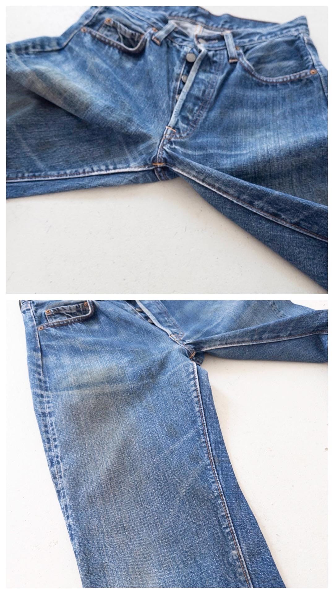 Levis 501 Selvedge Redline Jeans W27 L31 60s Vintage Made in USA Button 8 Single Stitch Faded Dark Blue Denim Big E Collectible
