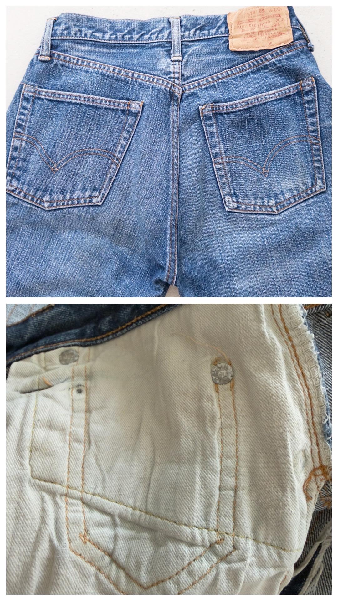 Levis 501 Selvedge Redline Jeans W27 L31 60s Vintage Made in USA Button 8 Single Stitch Faded Dark Blue Denim Big E Collectible