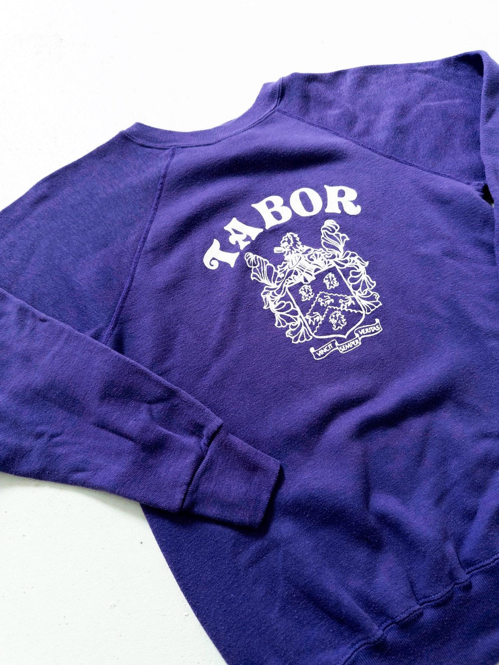 Collegiate Pacific Raglan Sweater Tabor Academy XS S 60s 70s Vintage Purple Raglan Crewneck Made in USA