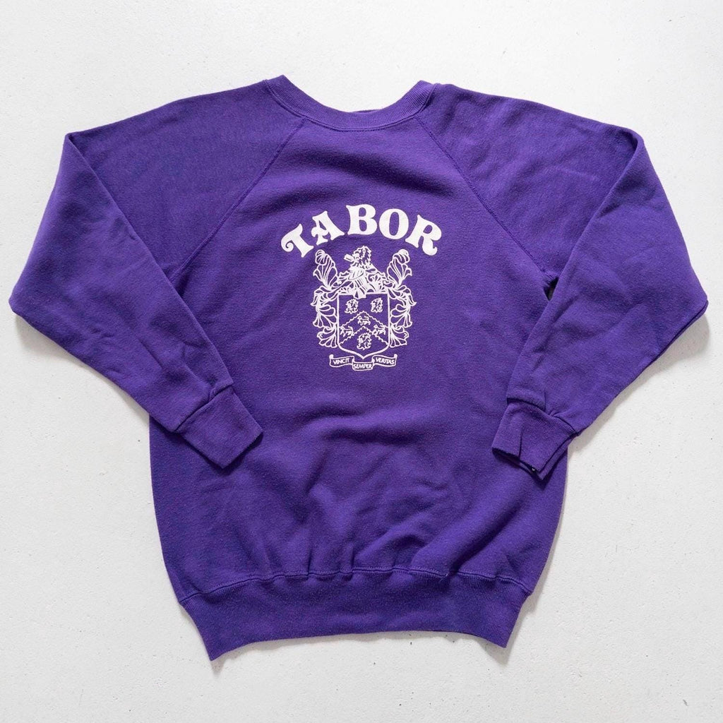 Collegiate Pacific Raglan Sweater Tabor Academy XS S 60s 70s Vintage Purple Raglan Crewneck Made in USA