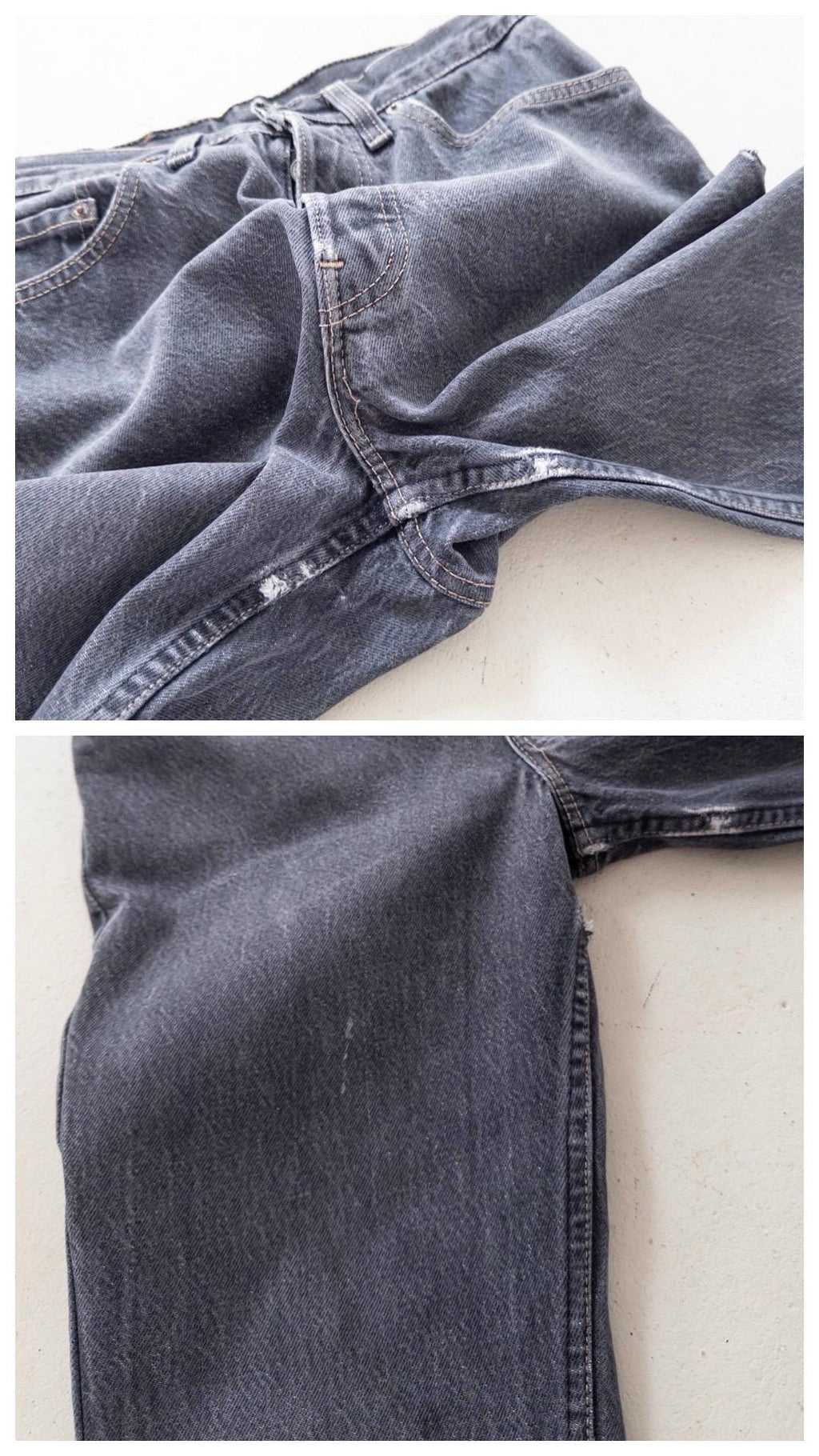 Levis 26501 Jeans W26 L32 80s Vintage Made in USA Gray Faded High Waist Denim 1985