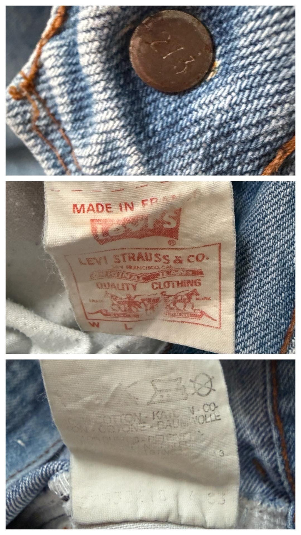 Levis Mom Jeans W27/28 L31 80s Vintage Made in France 1983 Faded Light Blue Distressed Ripped Denim