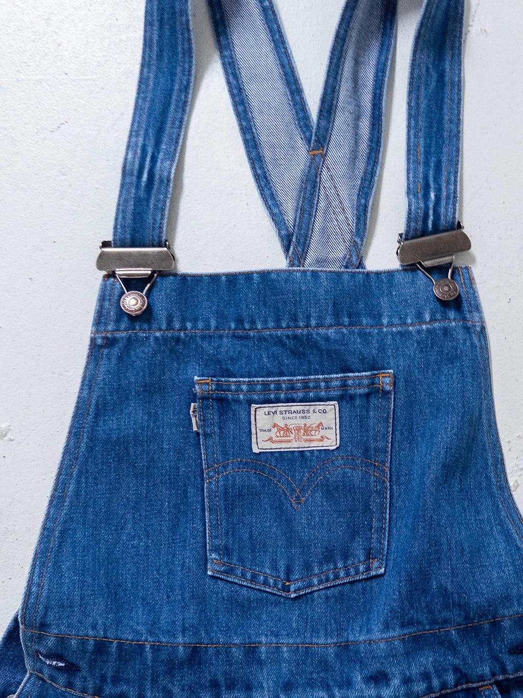 Levis Latzhose XS S Made in France 70s Vintage Faded Dark Blue Indigo Denim 1978