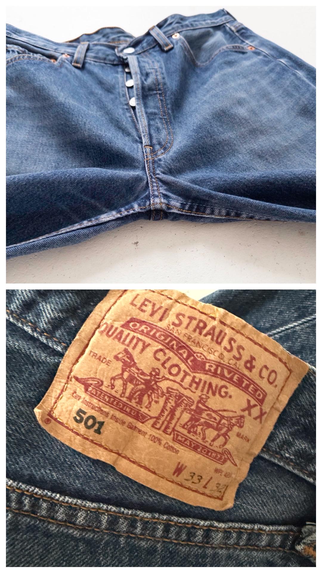 Levis 501 Jeans W31 W32 L34 90s Vintage Made in Poland Faded Dark Wash Denim 1997