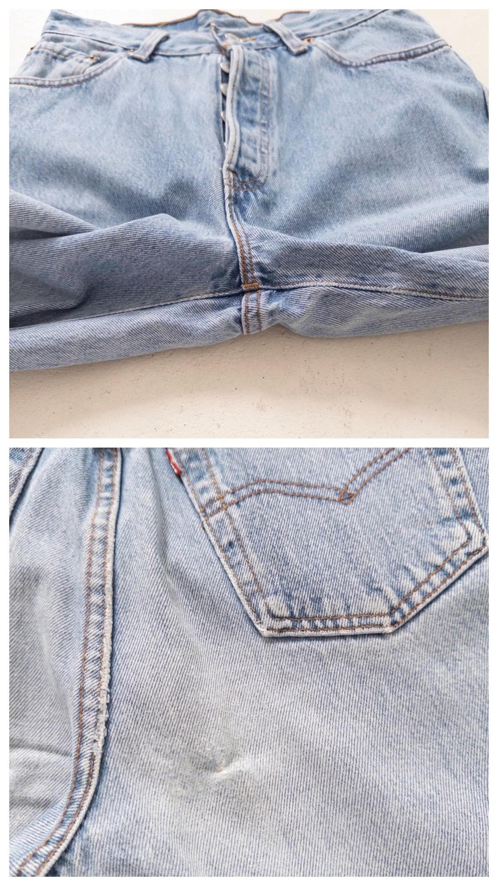 Levis 501 Jeans W26 L35 90s Vintage Light Blue Distressed 17501 Denim High Waist Made in USA 1992