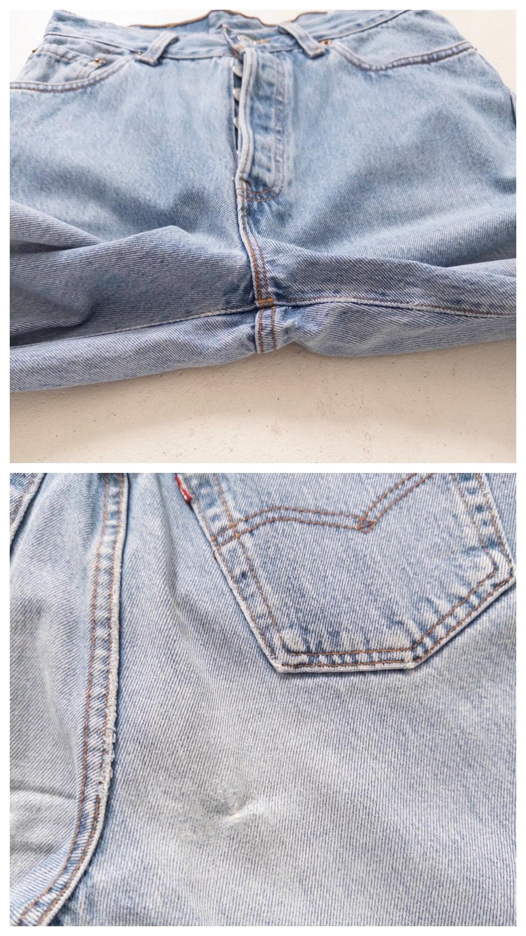 Levis 501 Jeans W26 L35 90s Vintage Light Blue Distressed 17501 Denim High Waist Made in USA 1992