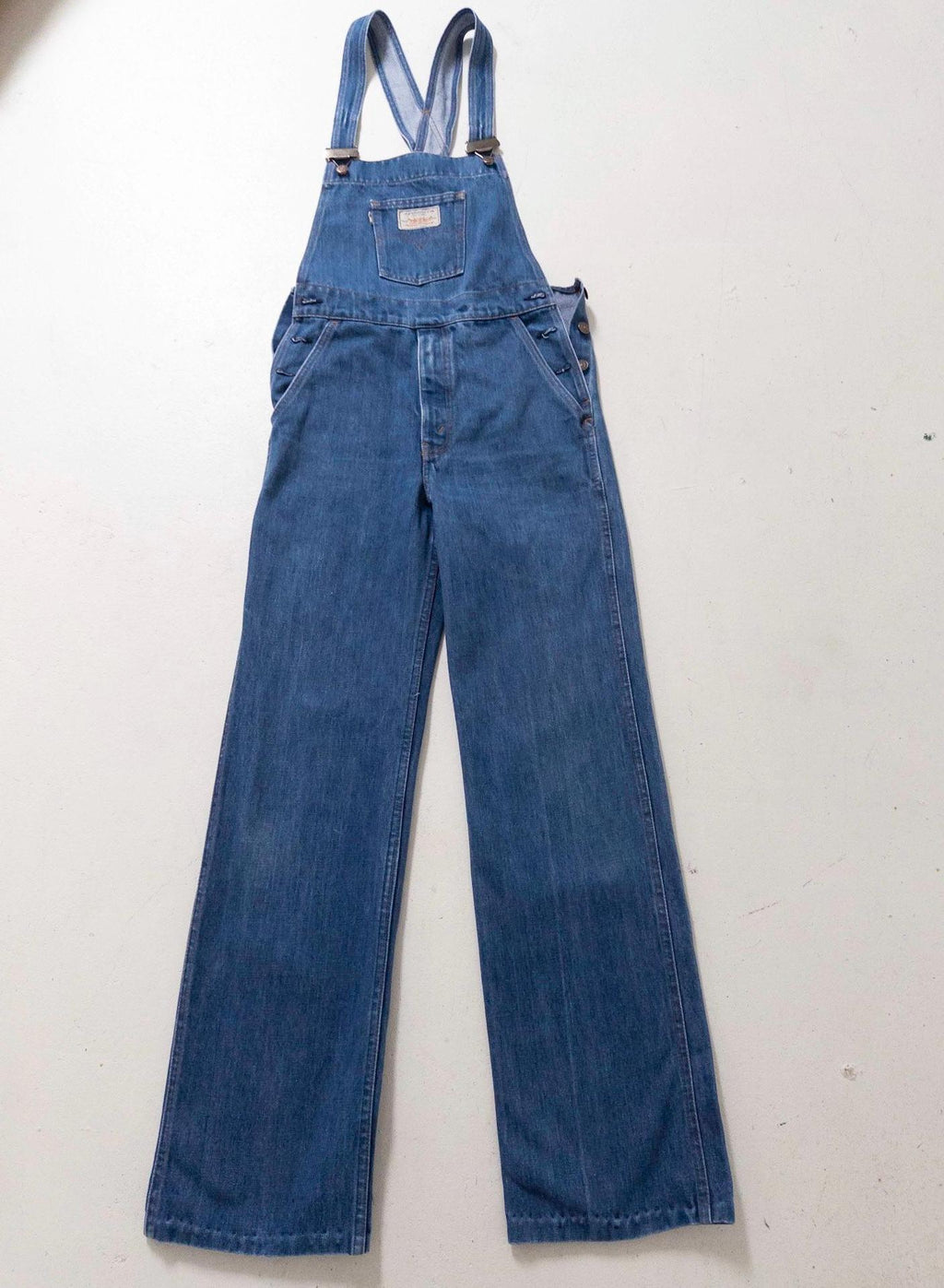 Levis Latzhose XS S Made in France 70s Vintage Faded Dark Blue Indigo Denim 1978