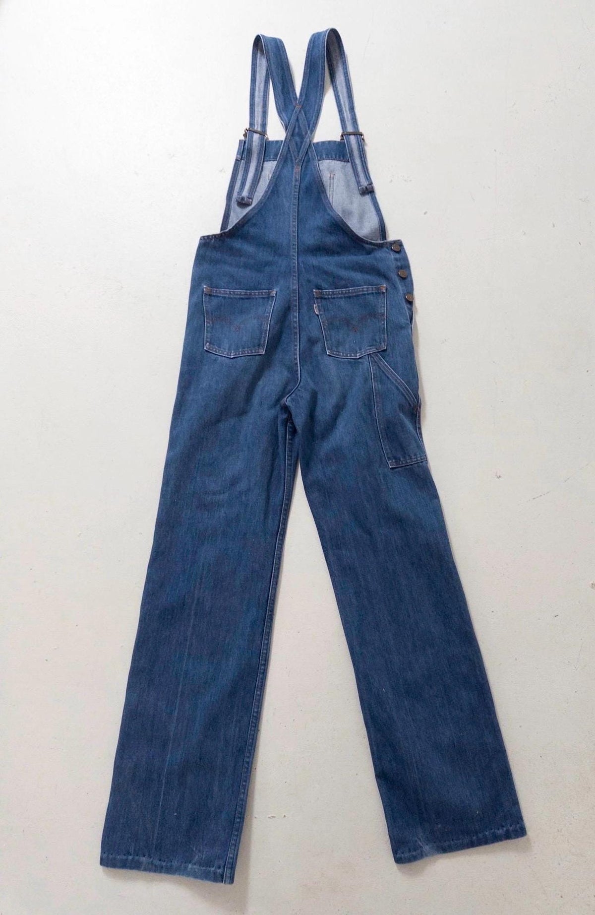 Levis Latzhose XS S Made in France 70s Vintage Faded Dark Blue Indigo Denim 1978