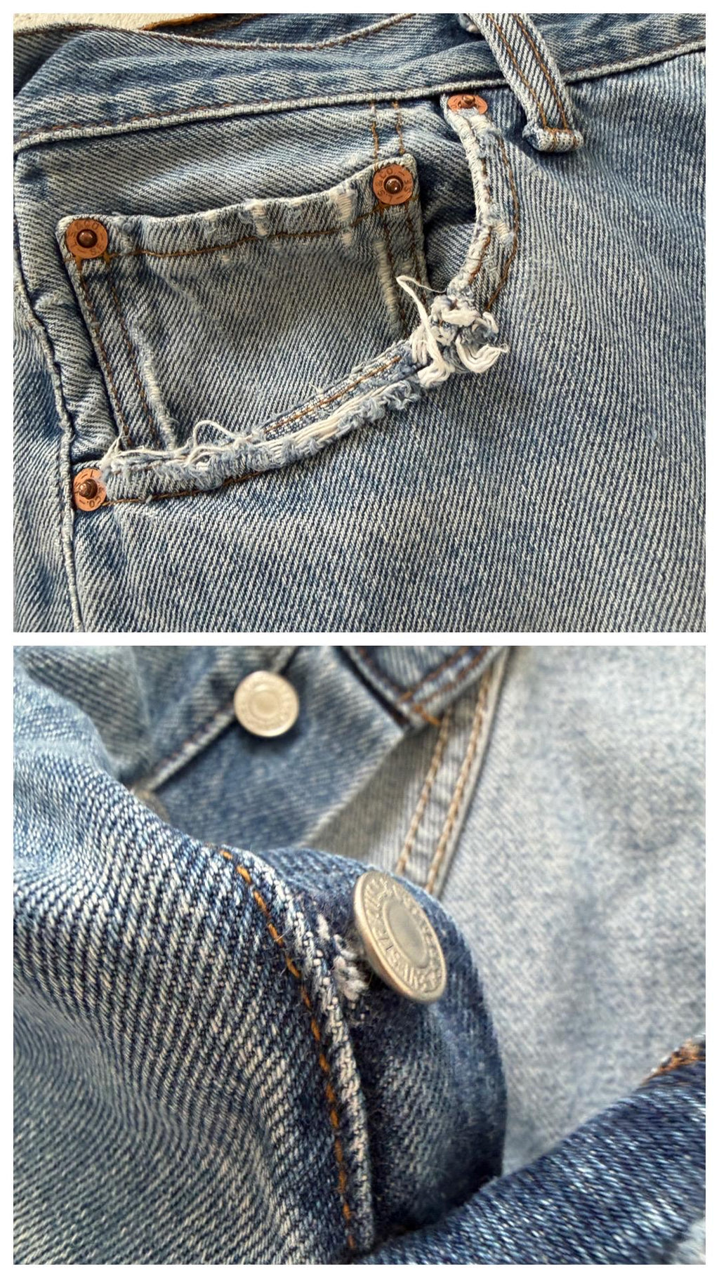 Levis 501 Jeans W34 L34 Light Blue Faded Boyfriend Worn‑In 90s Vintage Button Fly Denim
