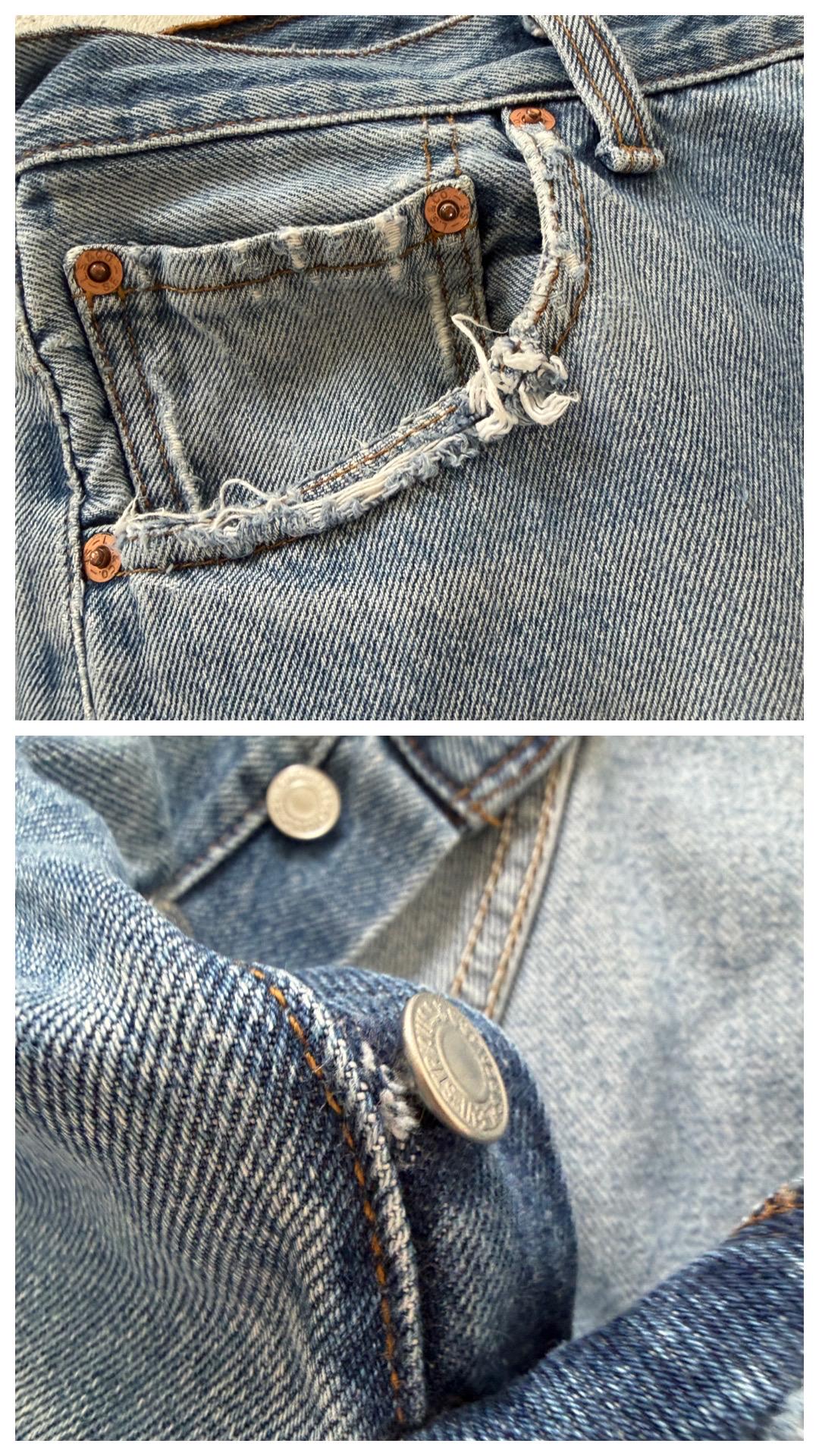 Levis 501 Jeans W34 L34 Light Blue Faded Boyfriend Worn‑In 90s Vintage Button Fly Denim