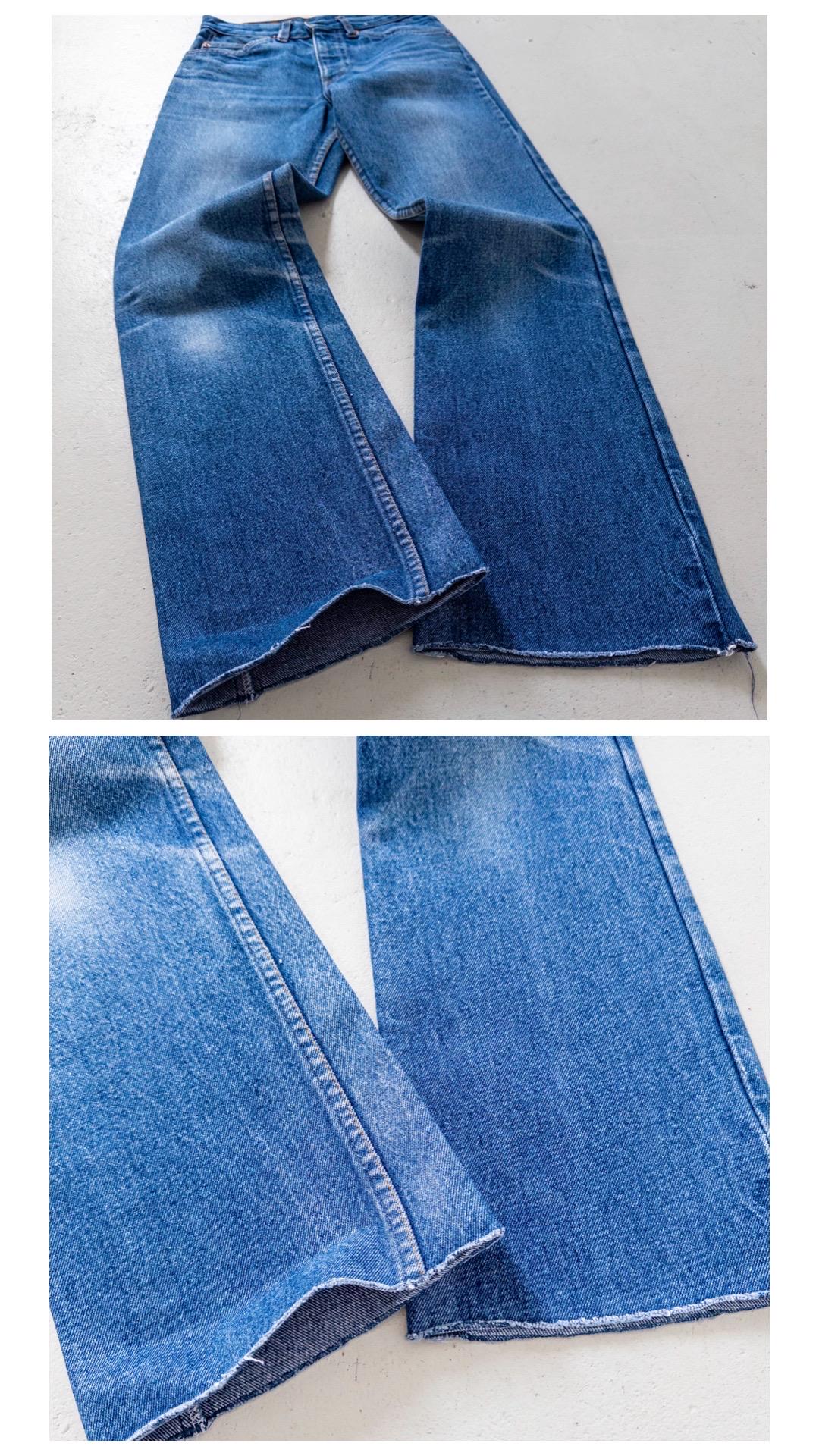Levis 632 Flared Jeans W24 W25 L30 Made in USA 70s Vintage Faded Dark Blue Bellbottoms