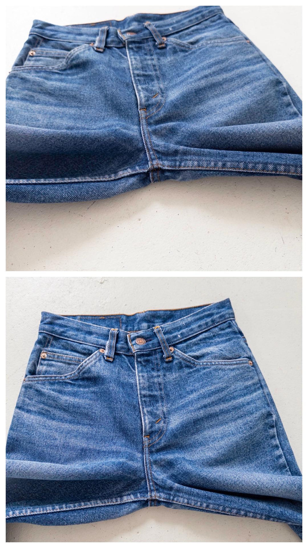 Levis 632 Flared Jeans W24 W25 L30 Made in USA 70s Vintage Faded Dark Blue Bellbottoms