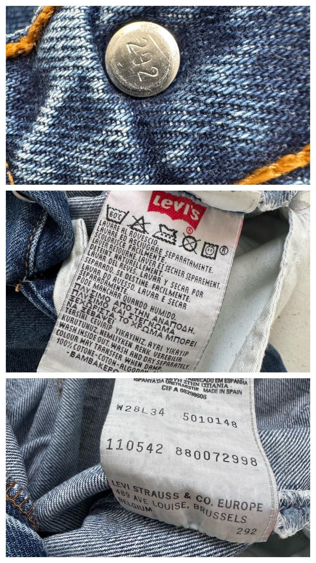 Gr. 25 Levis 501 90s Vintage Made in Spain