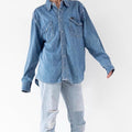 Wrangler Jeanshemd L 90s Vintage Mid Blue Oversized Denim Shirt