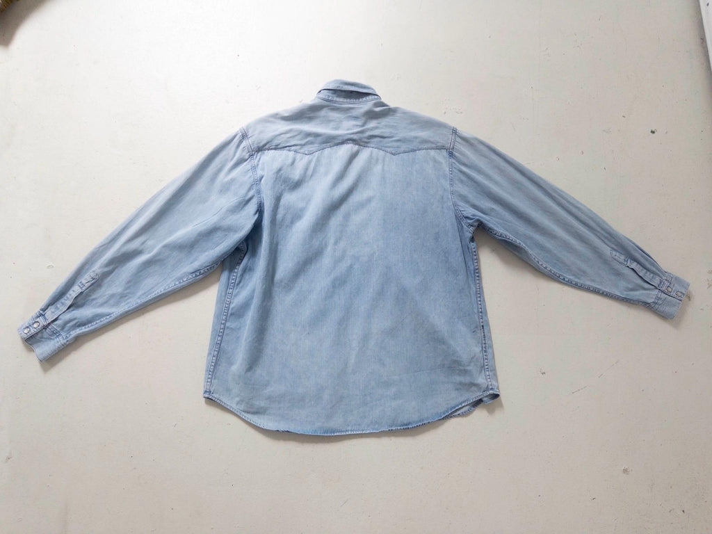 Lee Jeanshemd L 90s Vintage Faded Light Blue Denim Shirt