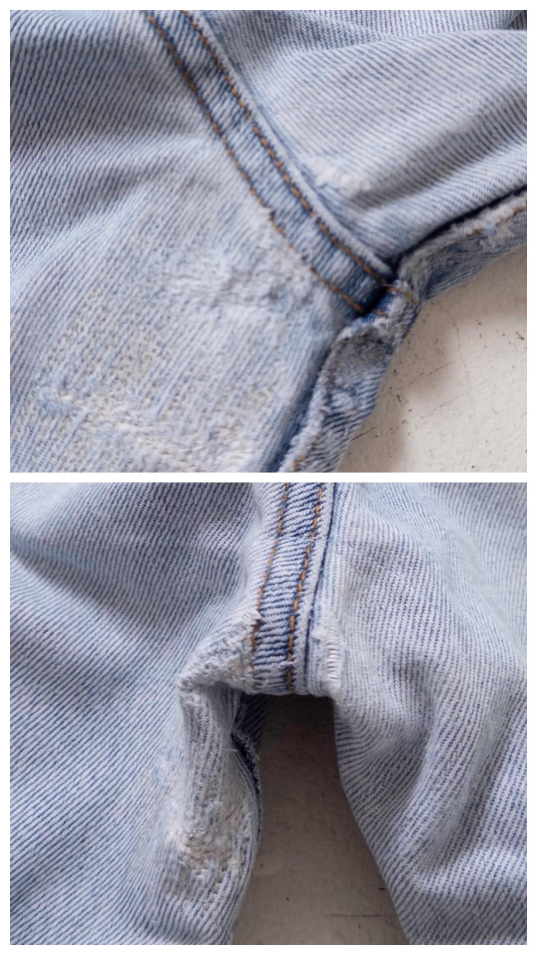 Levis 501 Jeans W32 L32 90s Vintage Made in France Faded Light Blue Distressed Denim 1996
