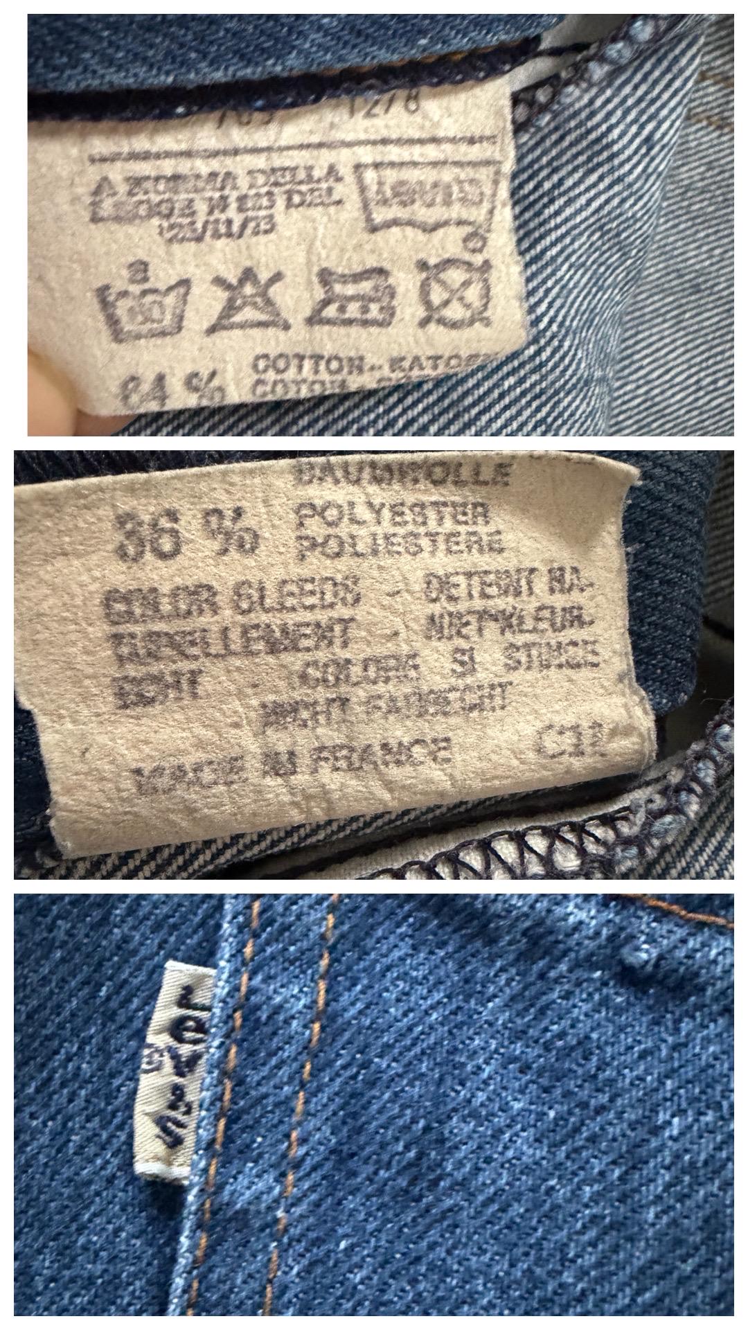 Levis Latzhose XS S Made in France 70s Vintage Faded Dark Blue Indigo Denim 1978