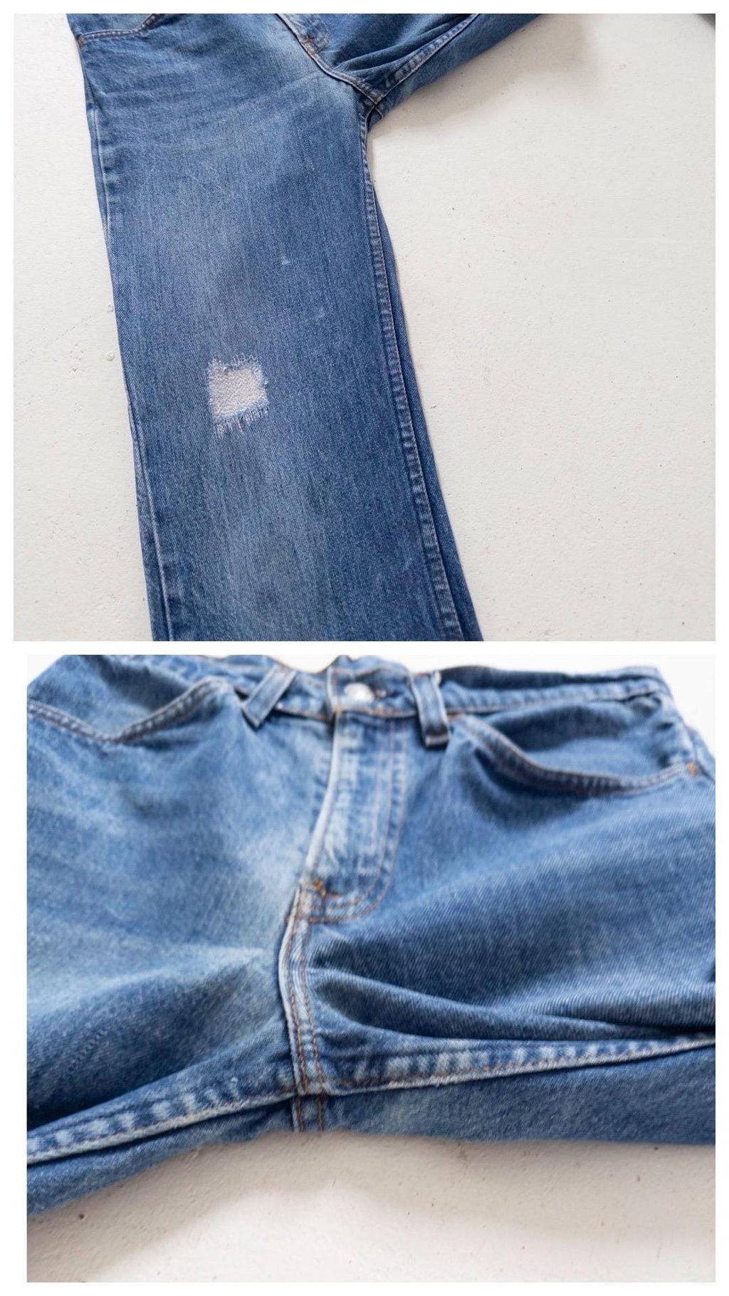 Levis 519 W26-27 L36 80s Vintage Orange Tab Denim Faded Mid Blue Cigarette Jeans Made in USA 1984